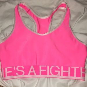 Pink cancer awareness sports bra